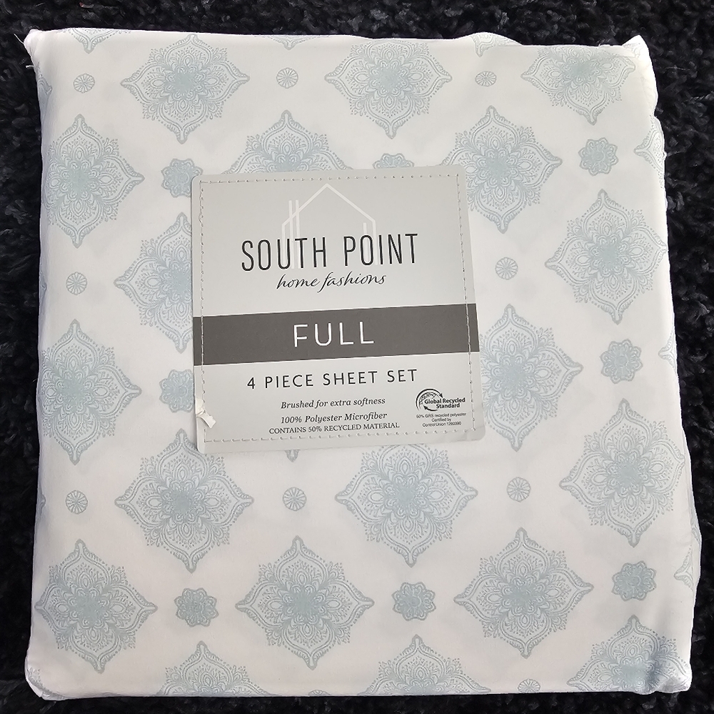 Southpoint Home Fashions Full Size Sheet Set - Blue And White Microfiber